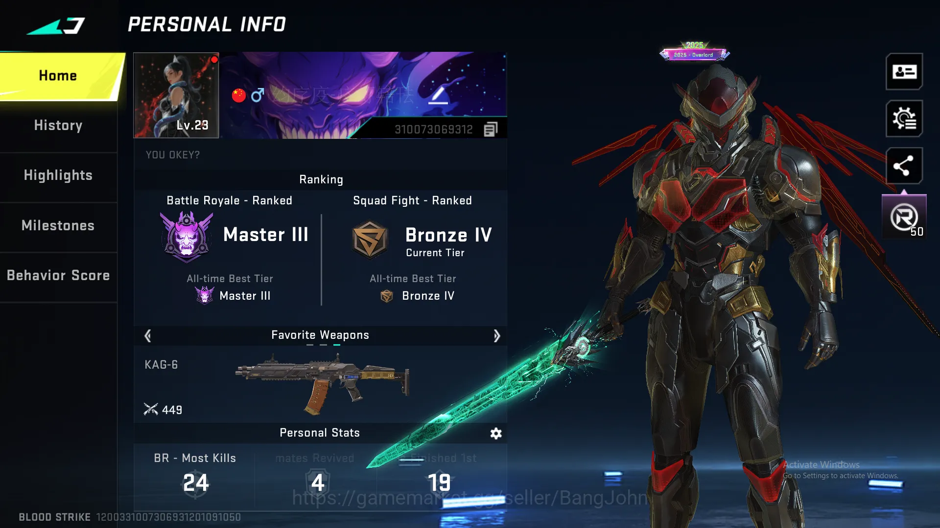 Eternal ethan lvl 2 | ultra sword voidedge | limited rpk | ultra ar97 ~ BS186B Blood Strike Others Eternal ethan lvl 2 | ultra sword voidedge | limit image 1