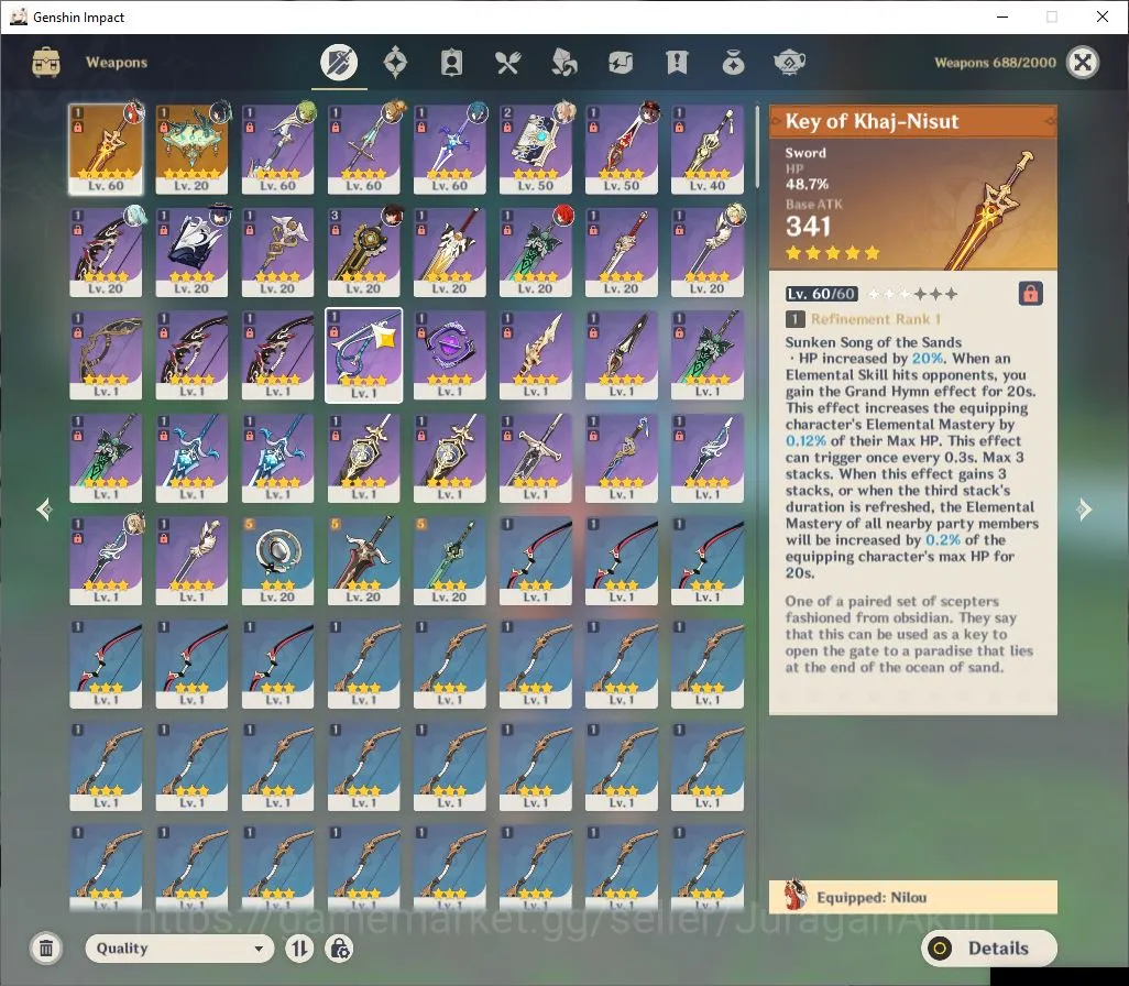 Genshin Impact Accounts ASIA | AR 35 | 4 Limited+2 [5 Star Weapon]| Nilou+ image 3