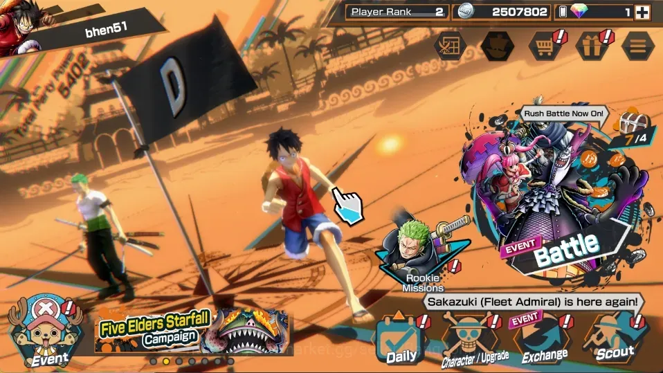 One Piece Bounty Rush Accounts Starter Android |PR 2|2 Ex|St.Shepherd,St.Topman|RD 1|LogBandai|Check SS OPBR735B 1