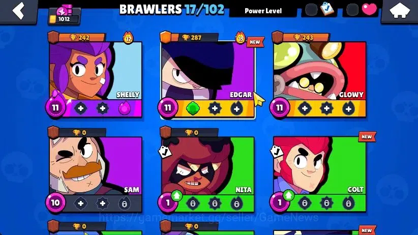 Brawl Stars Accounts 1012 Trophy|17 Brawlers 3 Max Lvl [Glowy,Edgar,She image 2