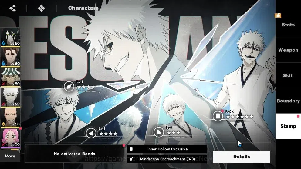 BLEACH: Soul Resonance Accounts NUVERSE SEA|Lv46|6 SSR|5 Sign|(Ulquiorra,Aizen,Urahara,Ikkaku,Tosen)+Stamp,Ichigo IH|+10 12