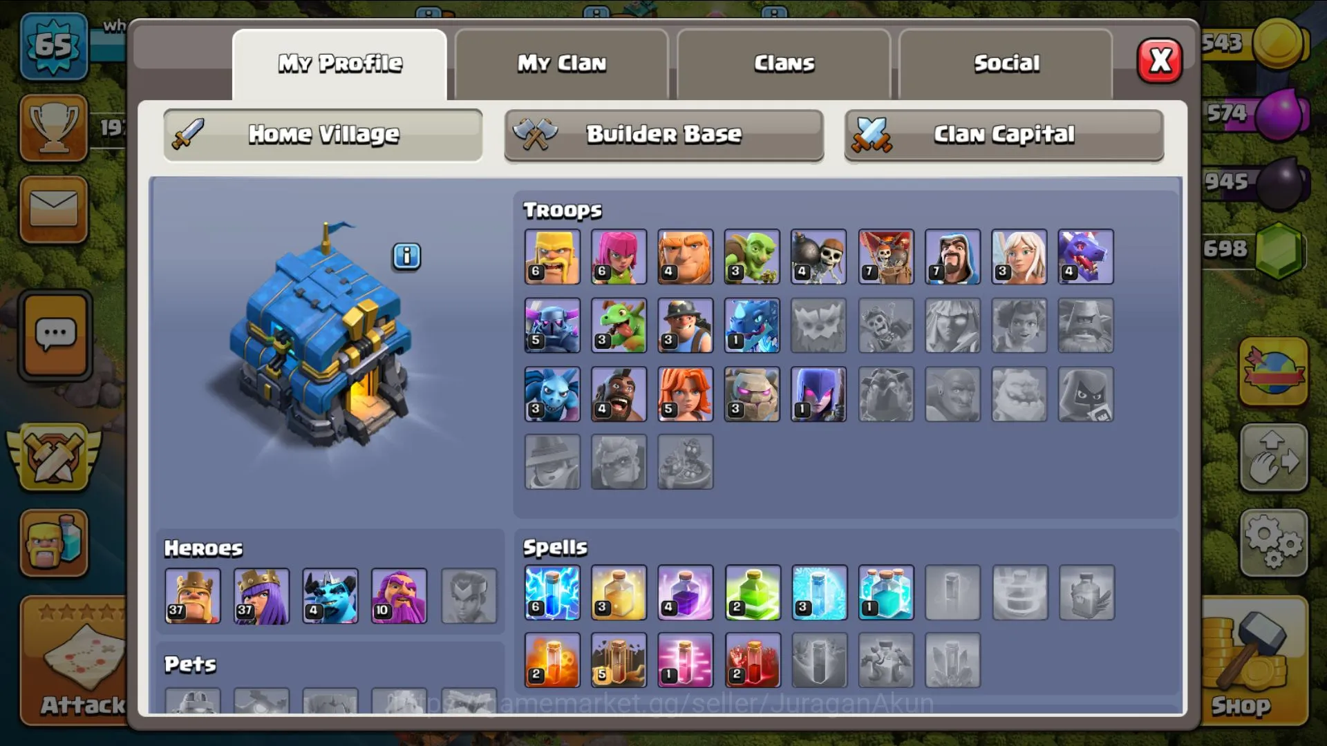 Clash of Clans Accounts Mid-Tier TH12- BH6|Lv 65|3Builder - Thropy 1973 - HH5|BK38:AQ38:MP4:GW10|Supercell ID|(COC1024) 2