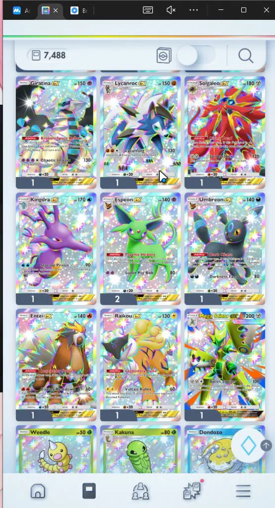Pokémon TCG Pocket Accounts EN 7.4K Card|121+ EX|2Crown(Lunala,MetalC Barier)4 image 16