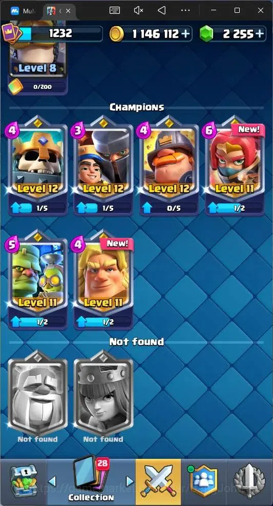 Clash Royale Accounts Global |CL 1232|KTL 13|Trophy 9269 |119 Cards|6 Ch image 12