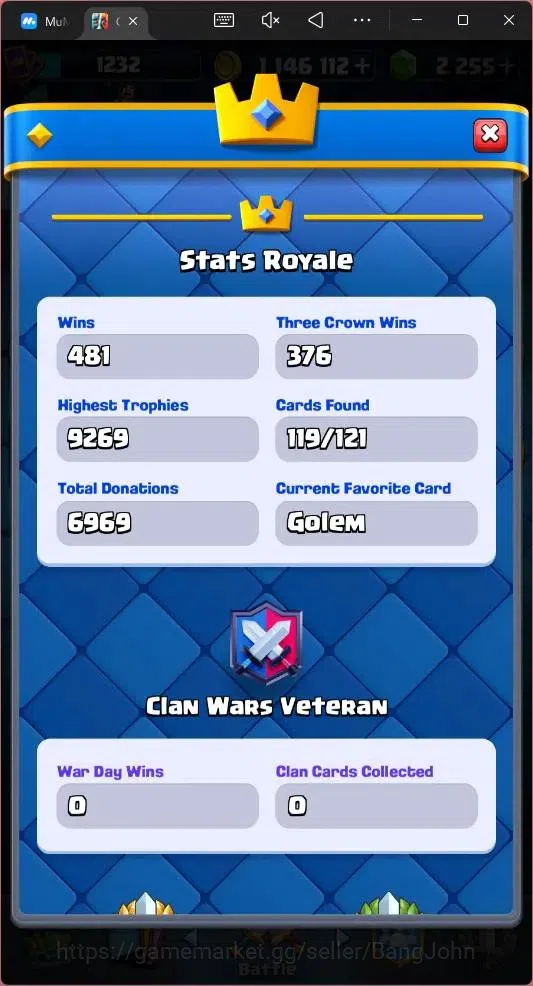 Clash Royale Accounts Global |CL 1232|KTL 13|Trophy 9269 |119 Cards|6 Ch image 5