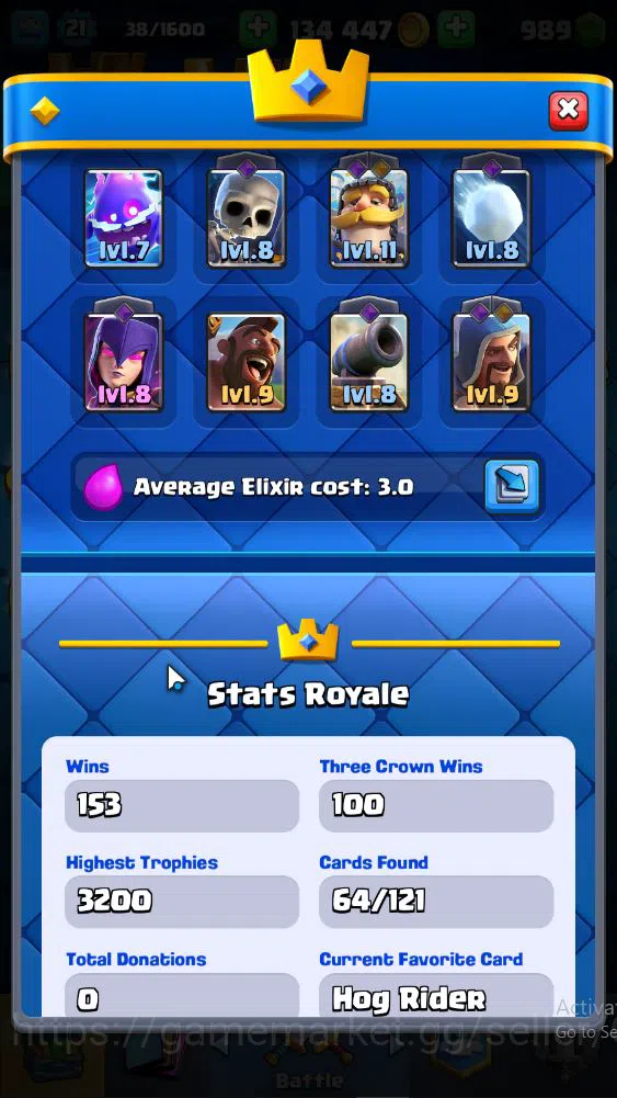 Clash Royale Accounts Lv 21|Trophy 3170|KTL 8|Limited Skin|Card 64| 3 EV image 3