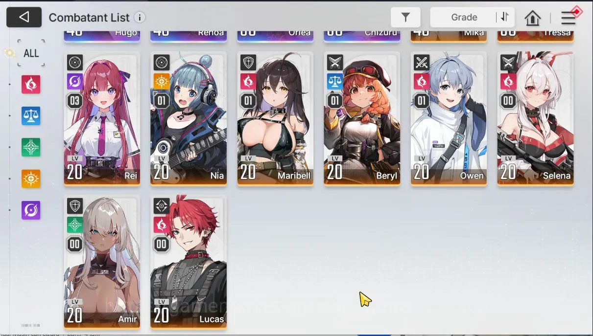 Chaos Zero Nightmare Accounts GLOBAL Lv 33 |4 SSR (HugoM1,Renoa,Orlea,Chizuru) 10SR[(Mika4,TressaM3,ReiM3,Etc)7 SR partner 4
