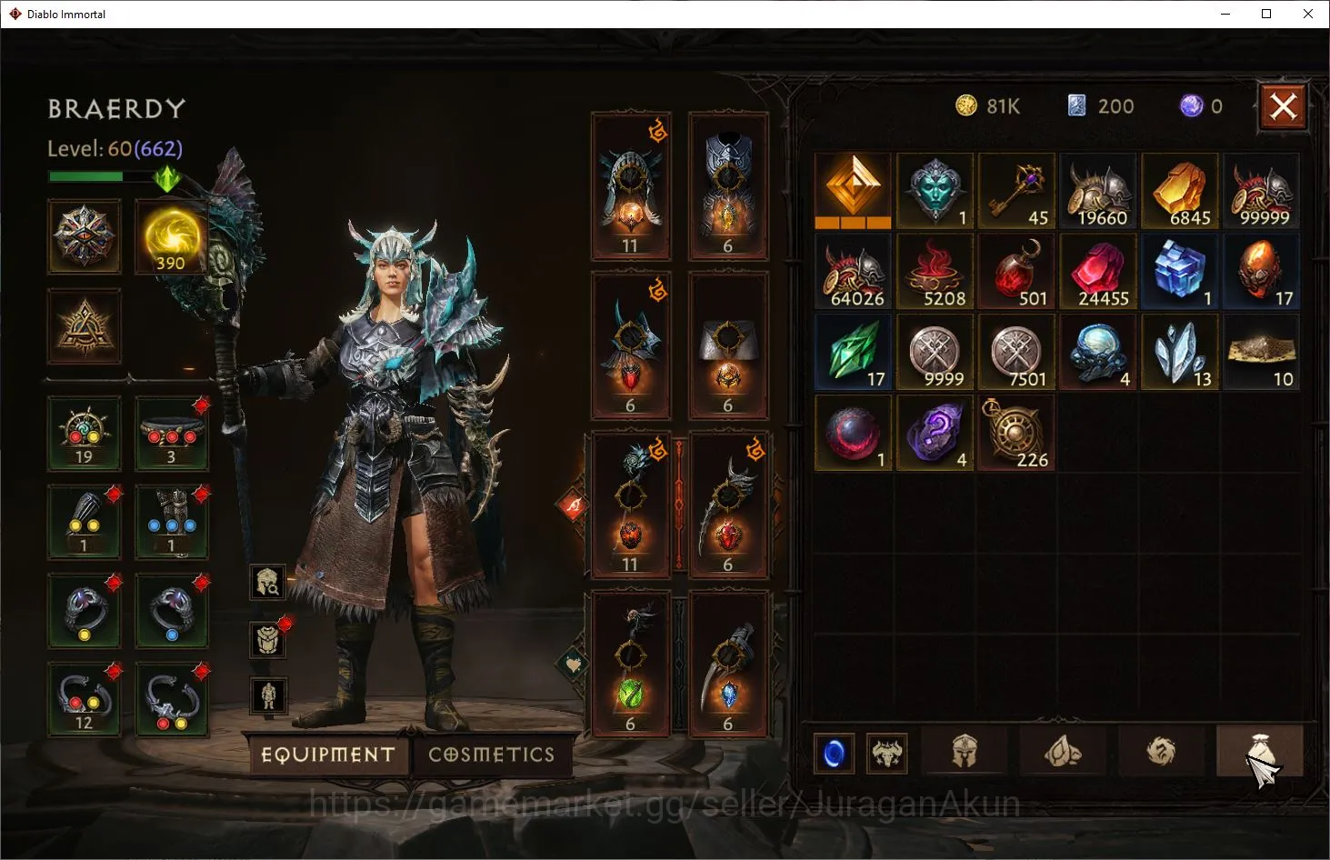 Diablo Immortal Accounts Mid-Tier SEA - Vasily | Lv60 (662) Druid | 37K CR | Reso 390 | Inferno I | Paragon Meledictor 3