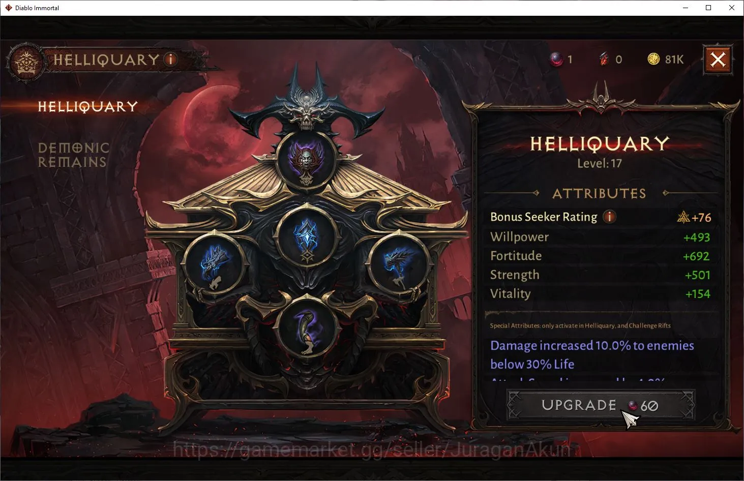 Diablo Immortal Accounts Mid-Tier SEA - Vasily | Lv60 (662) Druid | 37K CR | Reso 390 | Inferno I | Paragon Meledictor 5
