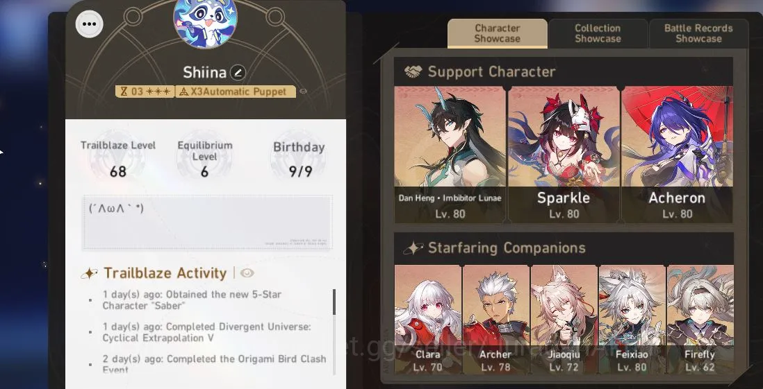 Honkai Star Rail Mid Game ASIA [TL68] 9 Limited [ Acheron +Sign, Sparkle + S image 1