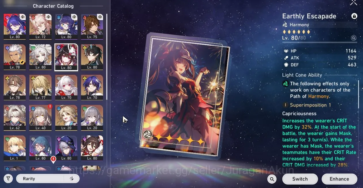 Honkai Star Rail Accounts Mid Game ASIA [TL68] 9 Limited [ Acheron +Sign, Sparkle + Sign, Firefly, Jiaoqiu, Collab Saber ETC 7