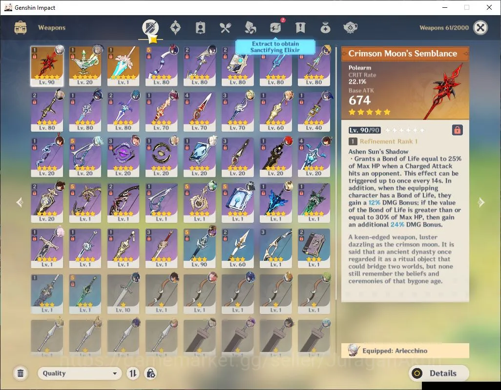 Genshin Impact Accounts ASIA|AR 55|5 Limited + 3 [5 Star Weapon]|[Arlecchi image 3