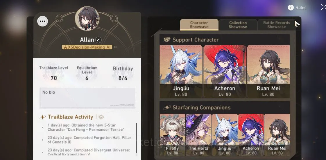 Honkai Star Rail End Game ASIA|TL70|15 Limited (Jingliu E1,The Herta,Ruan Me image 1