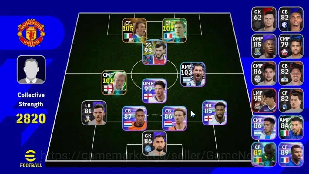 eFootball Accounts Legends & Iconic Players Android|Power 2820|Big Time Alessandro Del Piero|2 Epic Eric Cantona,Paul 1
