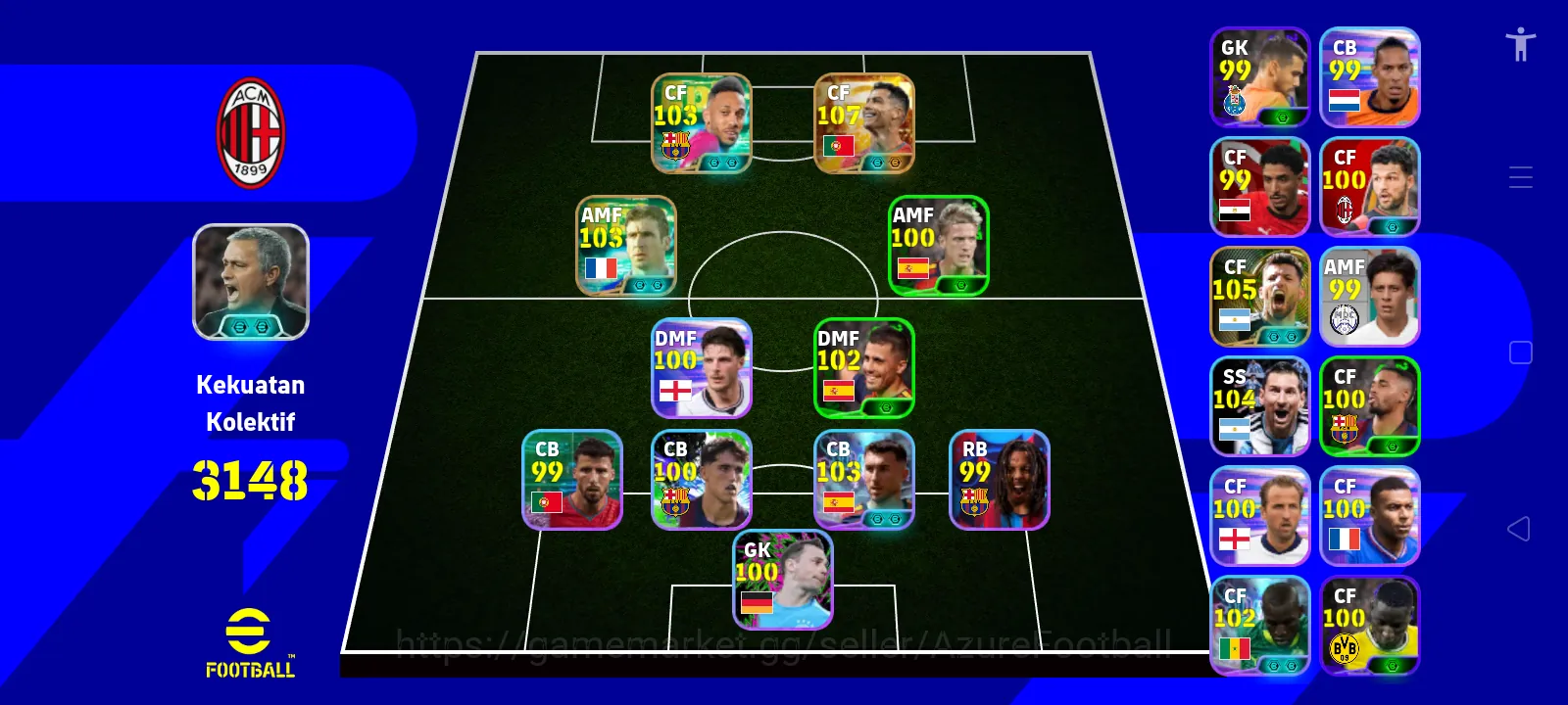 eFootball Accounts Mid-Tier RONALDO BIG TIME || OVR 3148 || READY FOR DIVISION 1