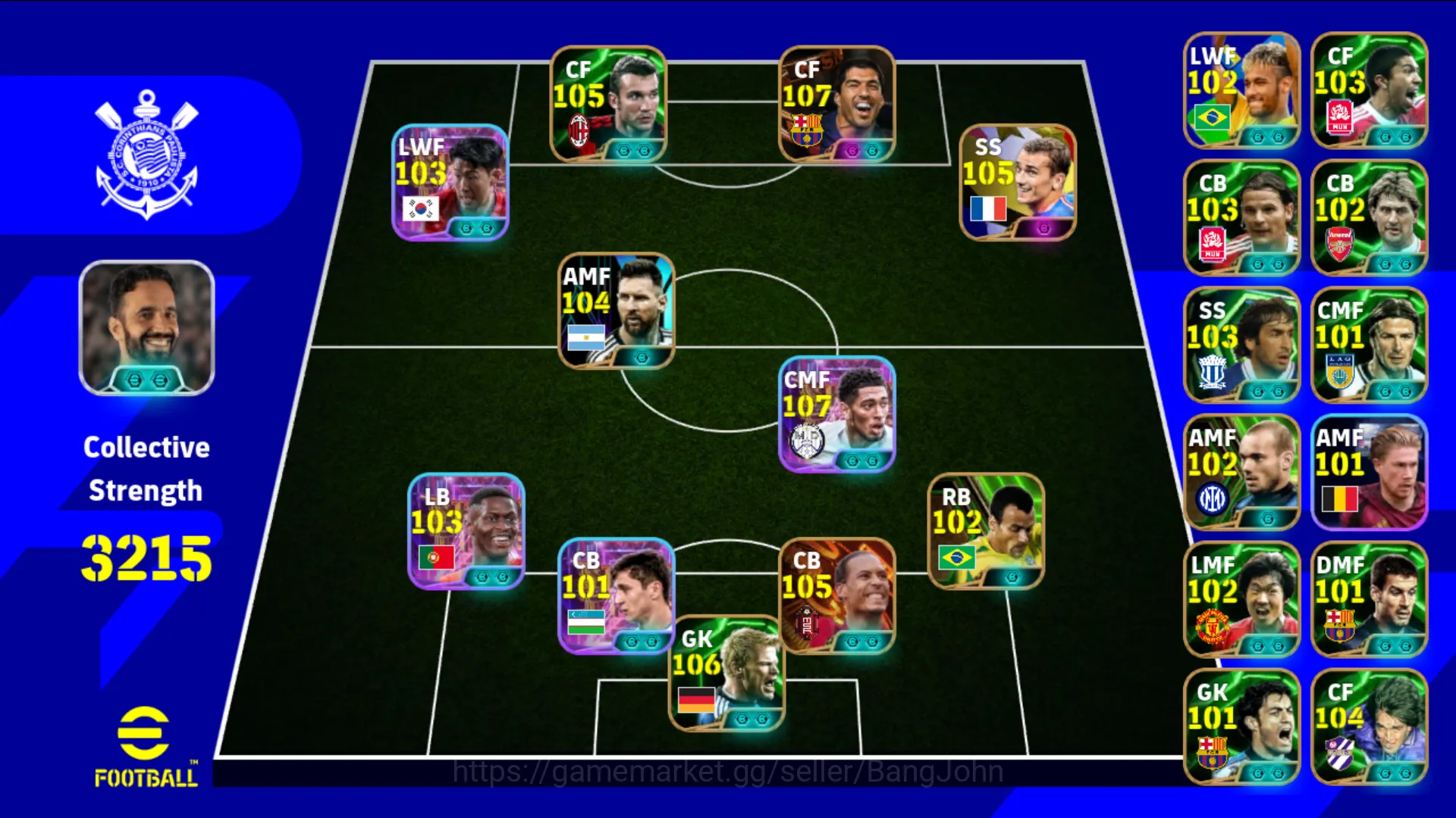 Power 3215 | Son Blitz Korea , Suarez Msn Big time , Griezman pack france , Bellingham Show time , Vvd Big time , Nuno mendes show time | EFB107B eFootball Others Power 3215 | Son Blitz Korea , Suarez Msn Big time image 1