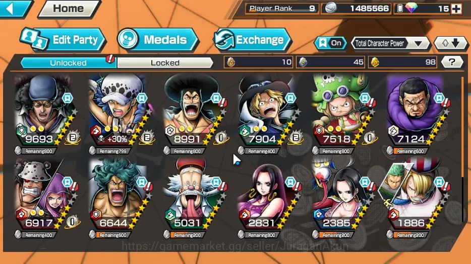 One Piece Bounty Rush Accounts Global | 2 META EX | Sakazuki, Monster Kaido | Ran image 2