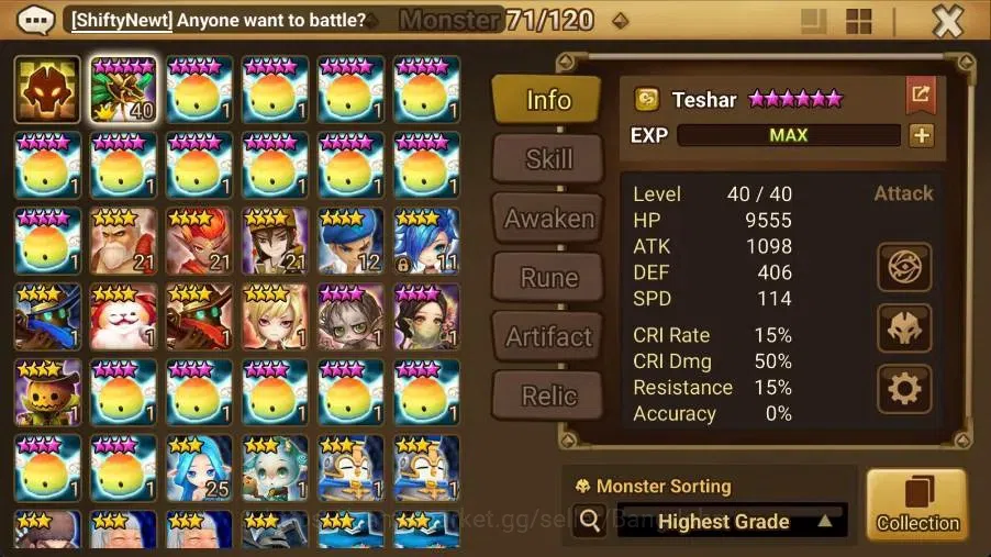 Summoners War: Sky Arena Accounts Starter GLOBAL | NB 5 TESHAR,Starter Gacha 115 12Y+160 11Y Scrool, 3 Legendary All 2