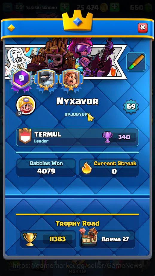 Clash Royale Accounts Lv 69|Trophy 11383|KTL 15|Limited Skin|Card 121| 4 image 2