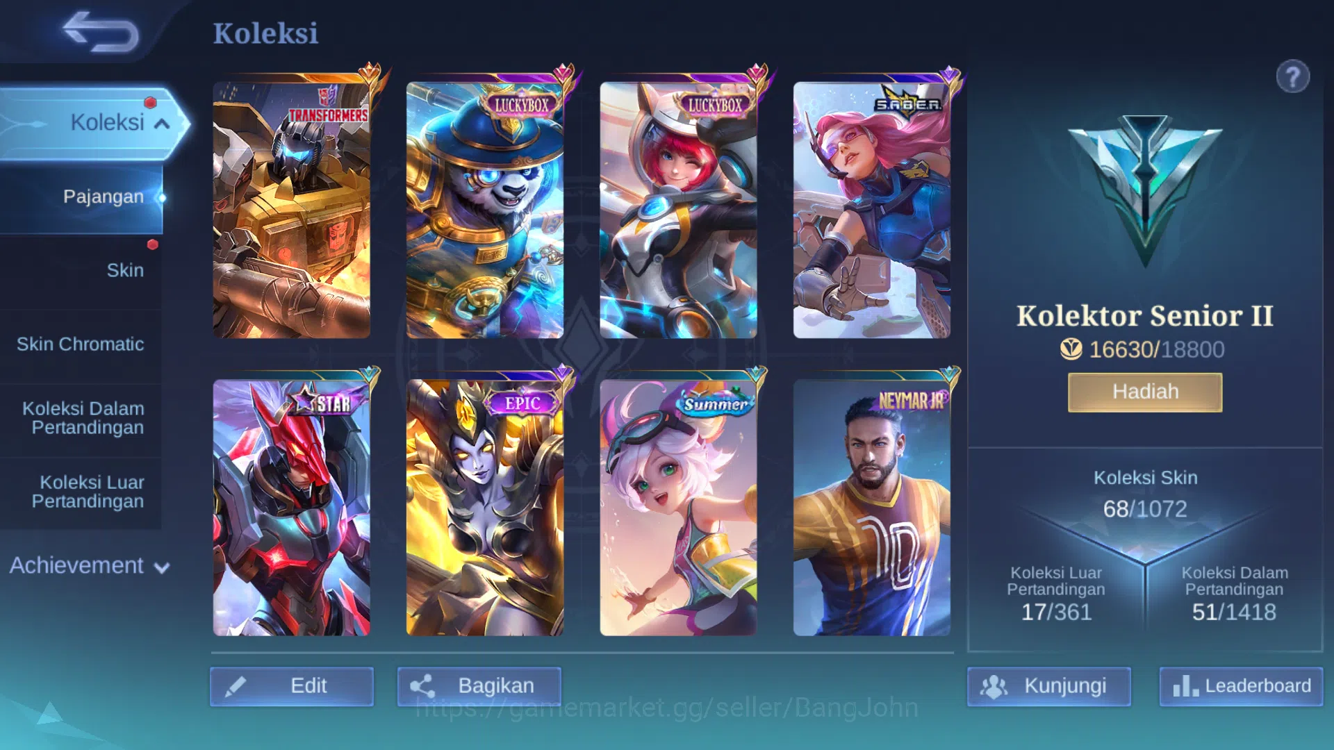 Mobile Legends: Bang Bang Accounts Others Hero 47 | Skin 68 | Transformers Roger | Luckybox kimmy, Akai | Saber Rafaela 10