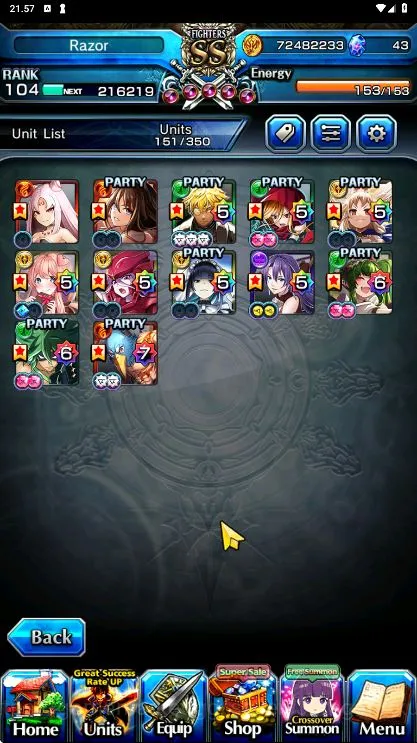 Grand Summoners Accounts End-Game [GLOBAL] Rank 104 | 12 Ascend (WGFen + TW, Evileye + TW, Uzu + TW, Shaltear + TW, etc) + 6 3