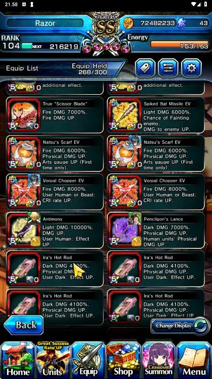 Grand Summoners Accounts End-Game [GLOBAL] Rank 104 | 12 Ascend (WGFen + TW, Evileye + TW, Uzu + TW, Shaltear + TW, etc) + 6 4