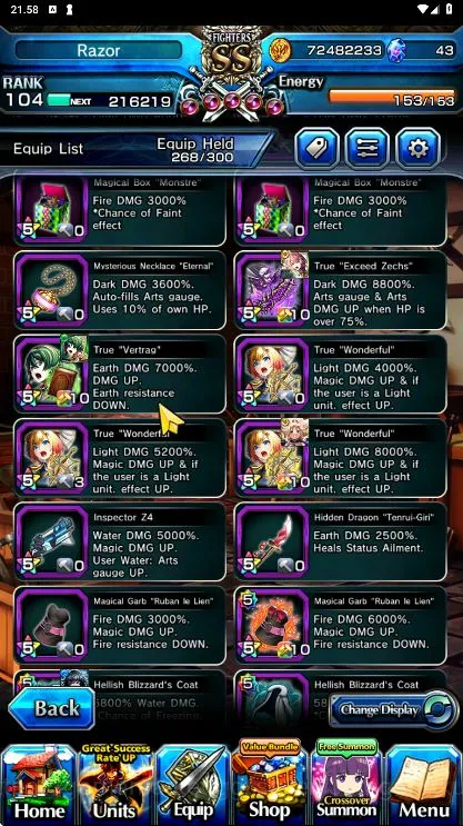 Grand Summoners Accounts End-Game [GLOBAL] Rank 104 | 12 Ascend (WGFen + TW, Evileye + TW, Uzu + TW, Shaltear + TW, etc) + 6 5