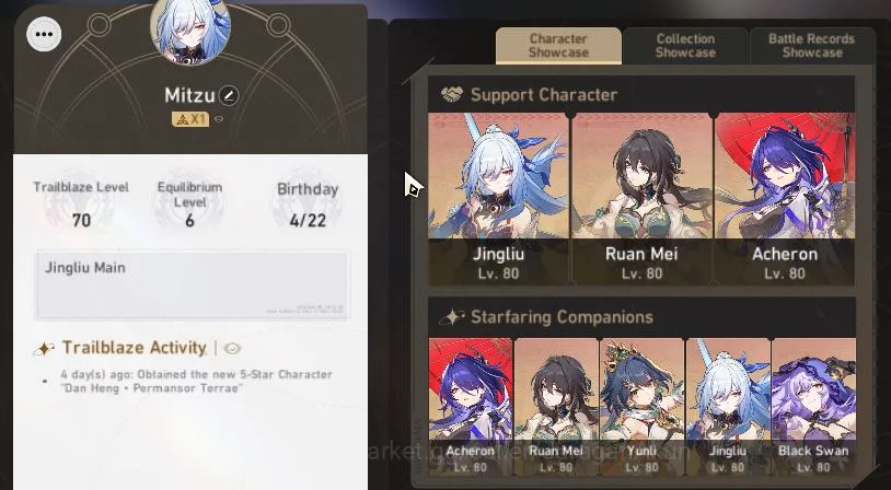 Honkai Star Rail Accounts Mid Game Asia|TL 70|12 Limited|JingliuE1+Sign,RuanMeiE1,Firefly,Acheron,Jade,BlackSwuan,Etc|MC 2