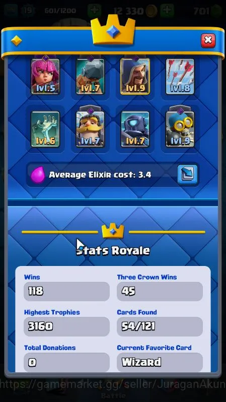 Clash Royale Accounts Lvl 19|Trophy 3160|KTL 8|Best Starter|Card 54|1 EV image 4
