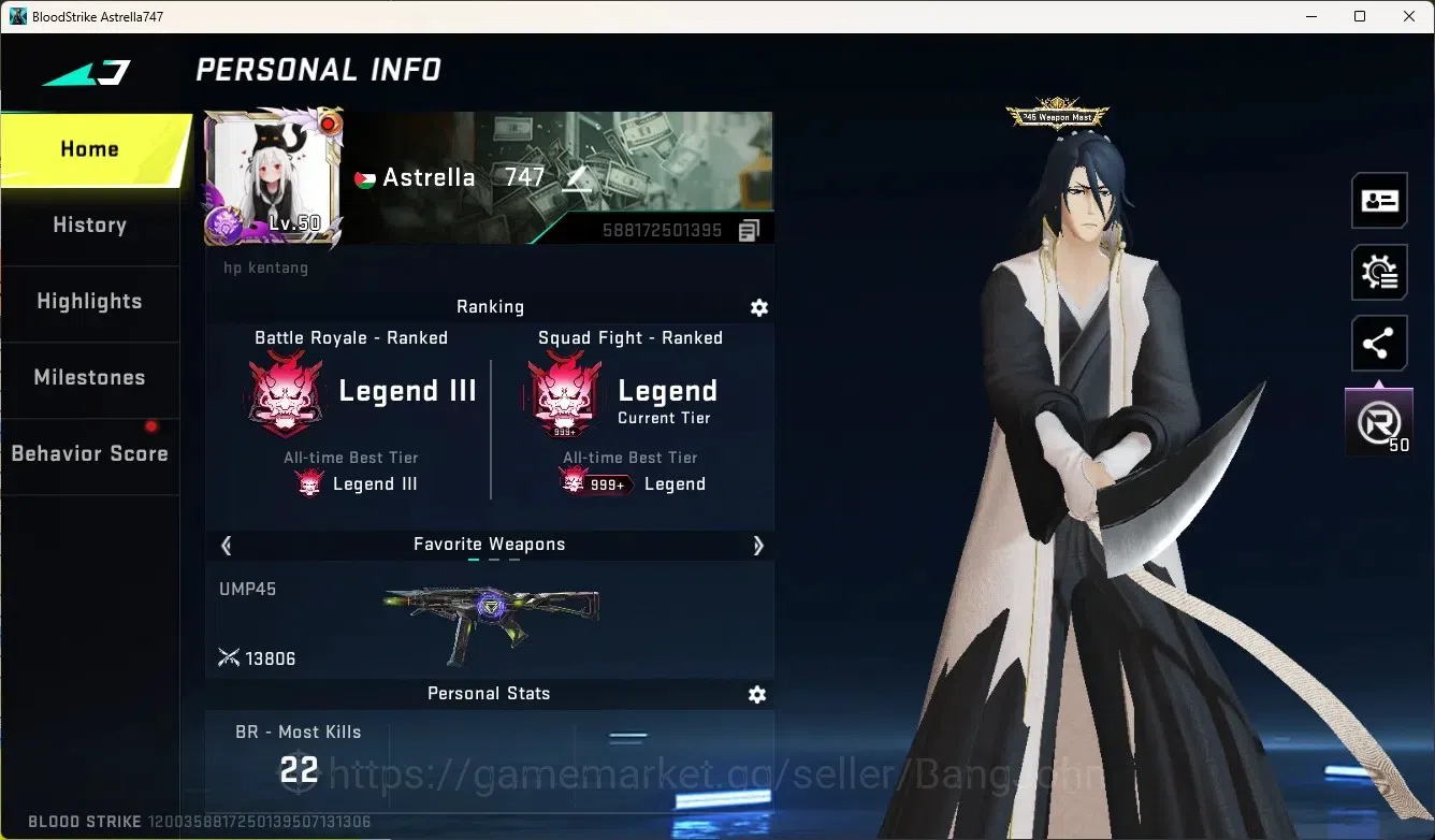 Blood Strike Accounts Collab Skin ASIA|Evo Collab Melee Zanpakuto|6 Collab Gun[7DS&TR|1 Eternal Gun|3 Limit Gun|5 Ultra 1