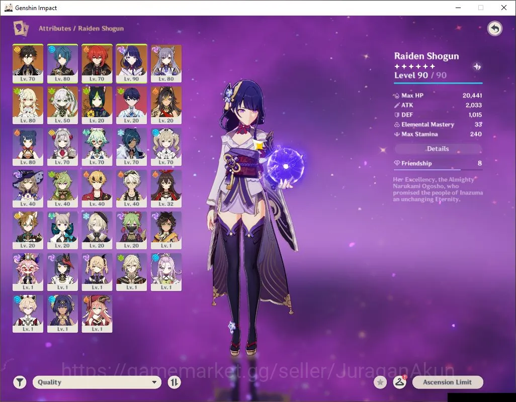 Genshin Impact Mid Game ASIA|AR 55| 3 Limited+ 2 [5 Star Weapon][Raiden,Zh image 1