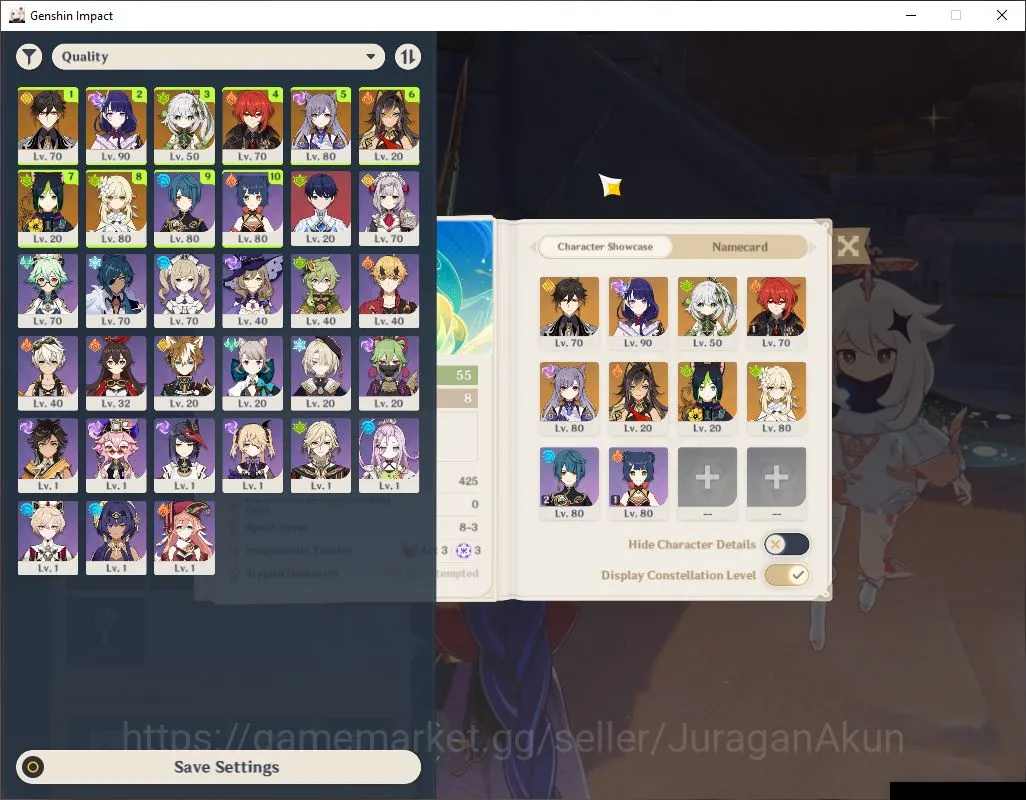 Genshin Impact Accounts Mid Game ASIA|AR 55| 3 Limited+ 2 [5 Star Weapon][Raiden,Zhongli,Nahida]|Primo 1,2K|48 Fragile|MC 3