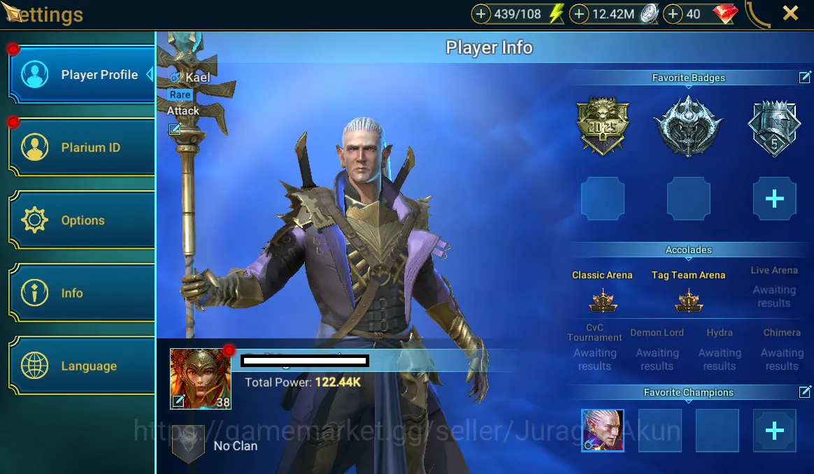 Raid: Shadow Legends Accounts Starter Starter 122k Power| 5 Legendary Champion (Gnut, Wukong, Alice etc) | CE ON CheckSS 2