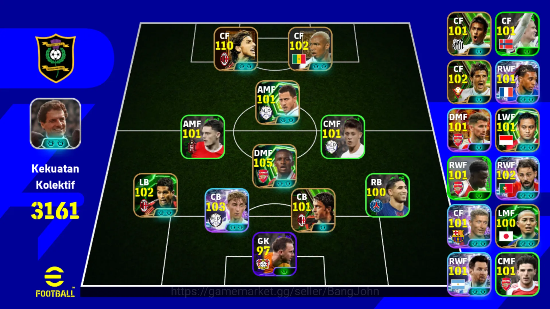 Power 3161 | Ibrahimovic big time , Vieira Epic db , Huijsen Show time , Atep , Sinji Ono | manager Capello EFB430B eFootball Others Power 3161 | Ibrahimovic big time , Vieira Epic db image 1