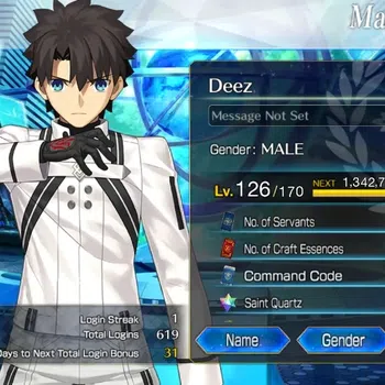 Fate-Grand Order Accounts NA Lv 126|6 limited ssr|330sq|TiamatNP2, Space Ereshkigal, James MoriartyNP3, Maou Oda|Bday