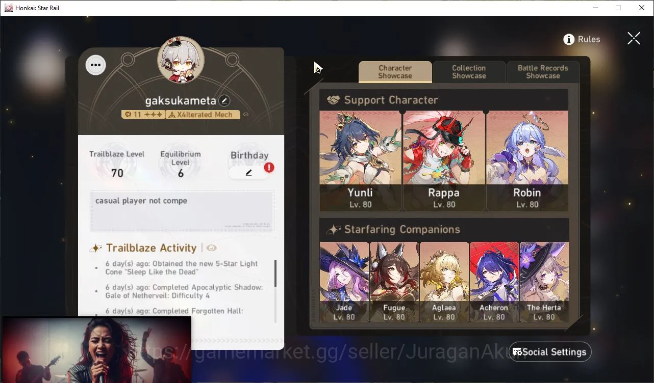 Honkai Star Rail End Game ASIA |TL 70|18 Limit|[Sunday,The Herta,Anglaea,Rap image 1