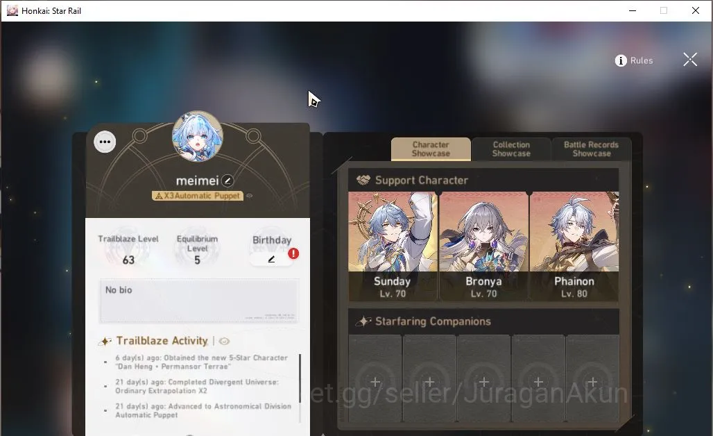 Honkai Star Rail Mid Game ASIA [TL63] 7 Limited (Archer)+Sign [Cerydra,Firef image 1