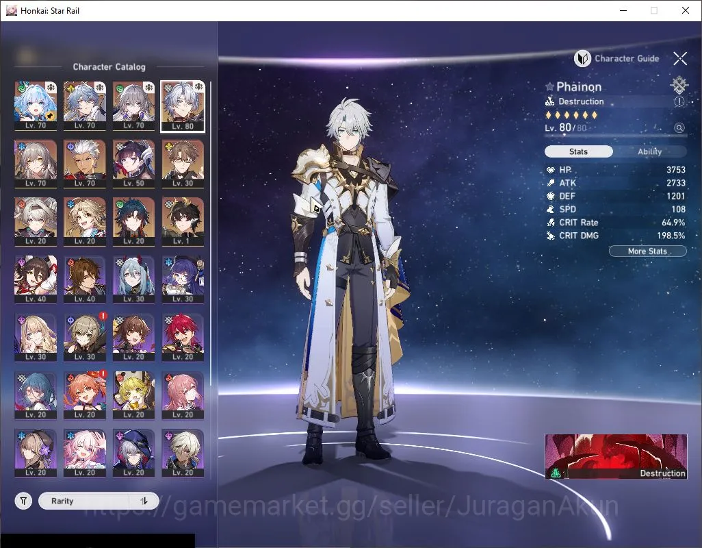 Honkai Star Rail Accounts Mid Game ASIA [TL63] 7 Limited (Archer)+Sign [Cerydra,FireflyE1,Hysilent,Sunday,Phainon,etc]|MC 2