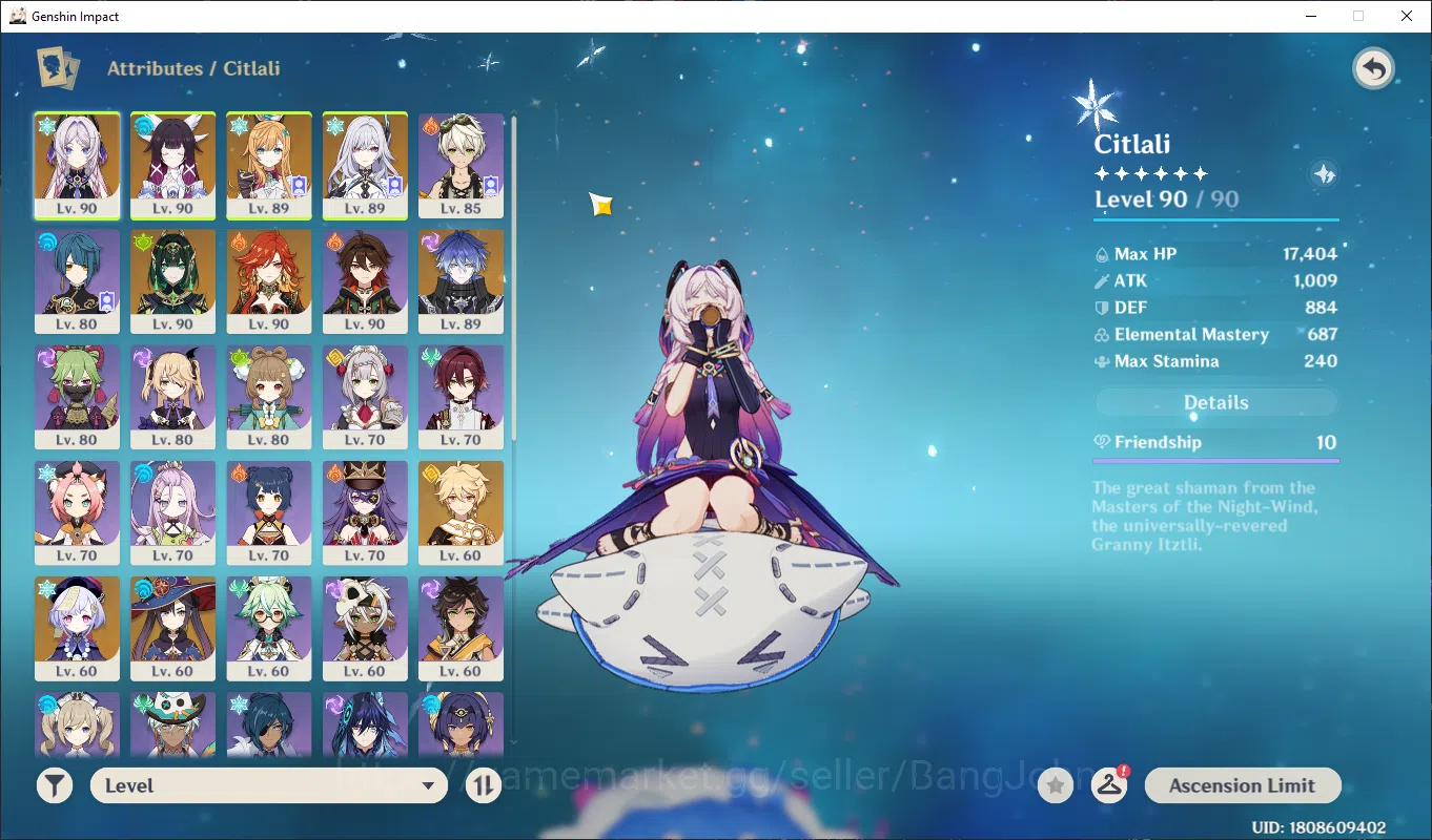 Genshin Impact Accounts Others ASIA | AR 57 | Citlali, Columbina, Mayuika, Flins, Escofier, Skirk, bennet, Kuki, Nefer 2