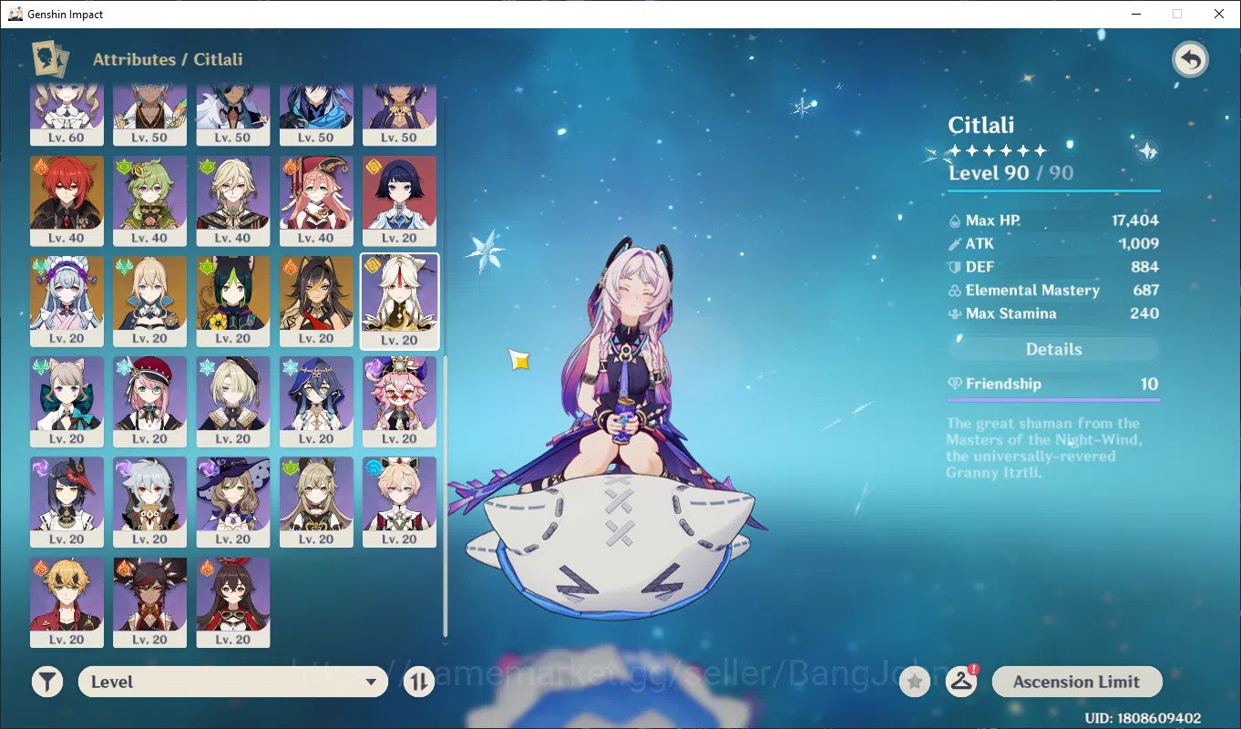 Genshin Impact Accounts Others ASIA | AR 57 | Citlali, Columbina, Mayuika, Flins, Escofier, Skirk, bennet, Kuki, Nefer 3