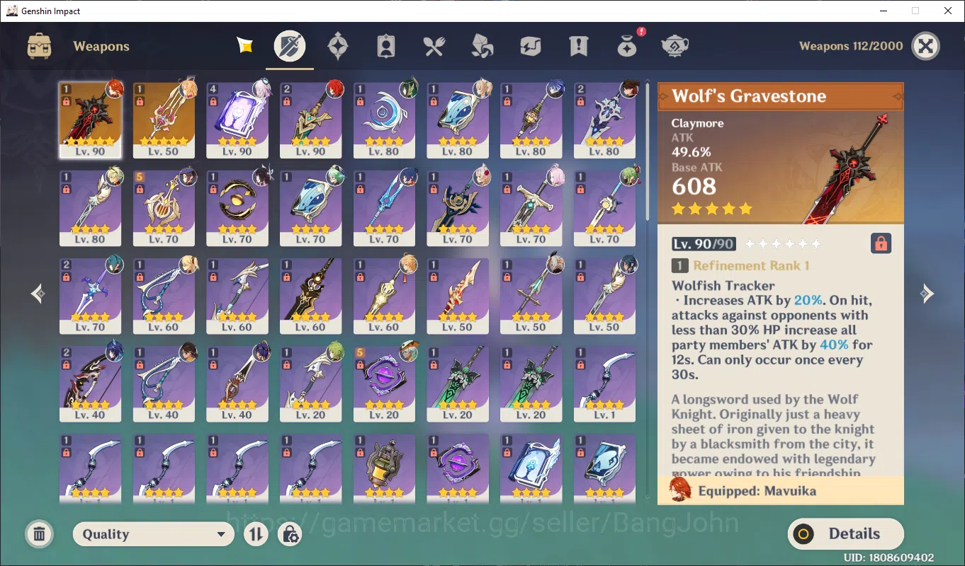 Genshin Impact Accounts Others ASIA | AR 57 | Citlali, Columbina, Mayuika, Flins, Escofier, Skirk, bennet, Kuki, Nefer 4