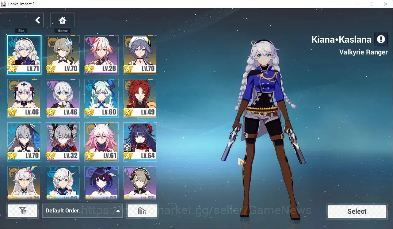 Honkai Impact 3rd Accounts Mid-Game SEA|Lv 72|Free ZZZ|[Kiana Herscher of the Void 2/4,Kiana Valkyrie 1/4,Rita Ros Argen 1