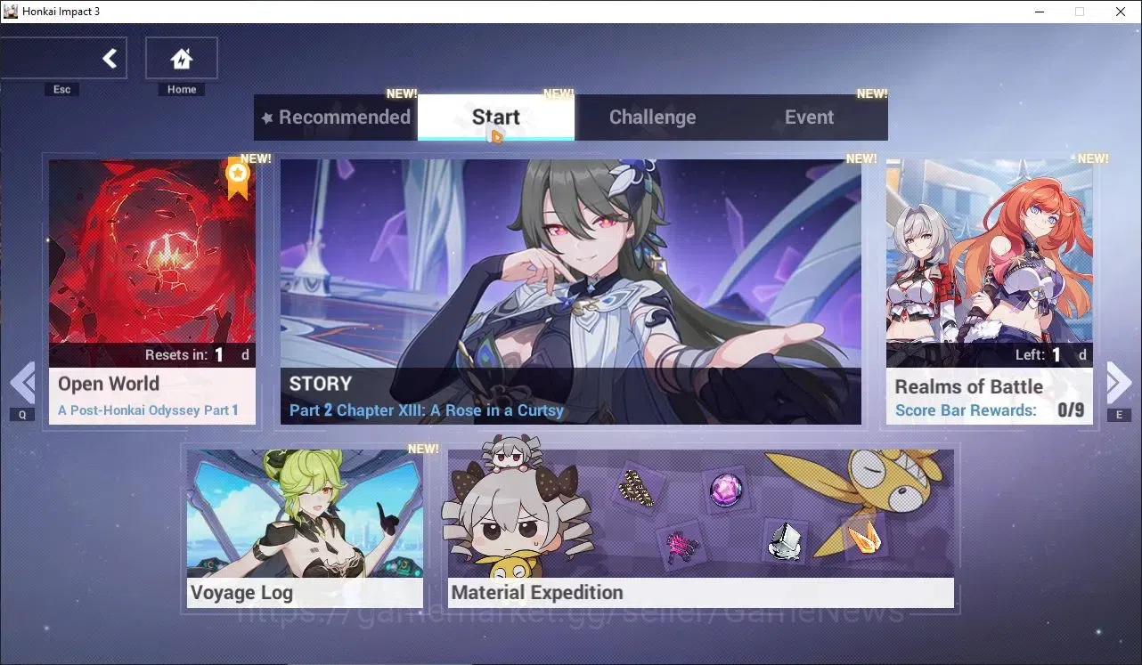 Honkai Impact 3rd Accounts Mid-Game SEA|Lv 72|Free ZZZ|[Kiana Herscher of the Void 2/4,Kiana Valkyrie 1/4,Rita Ros Argen 14