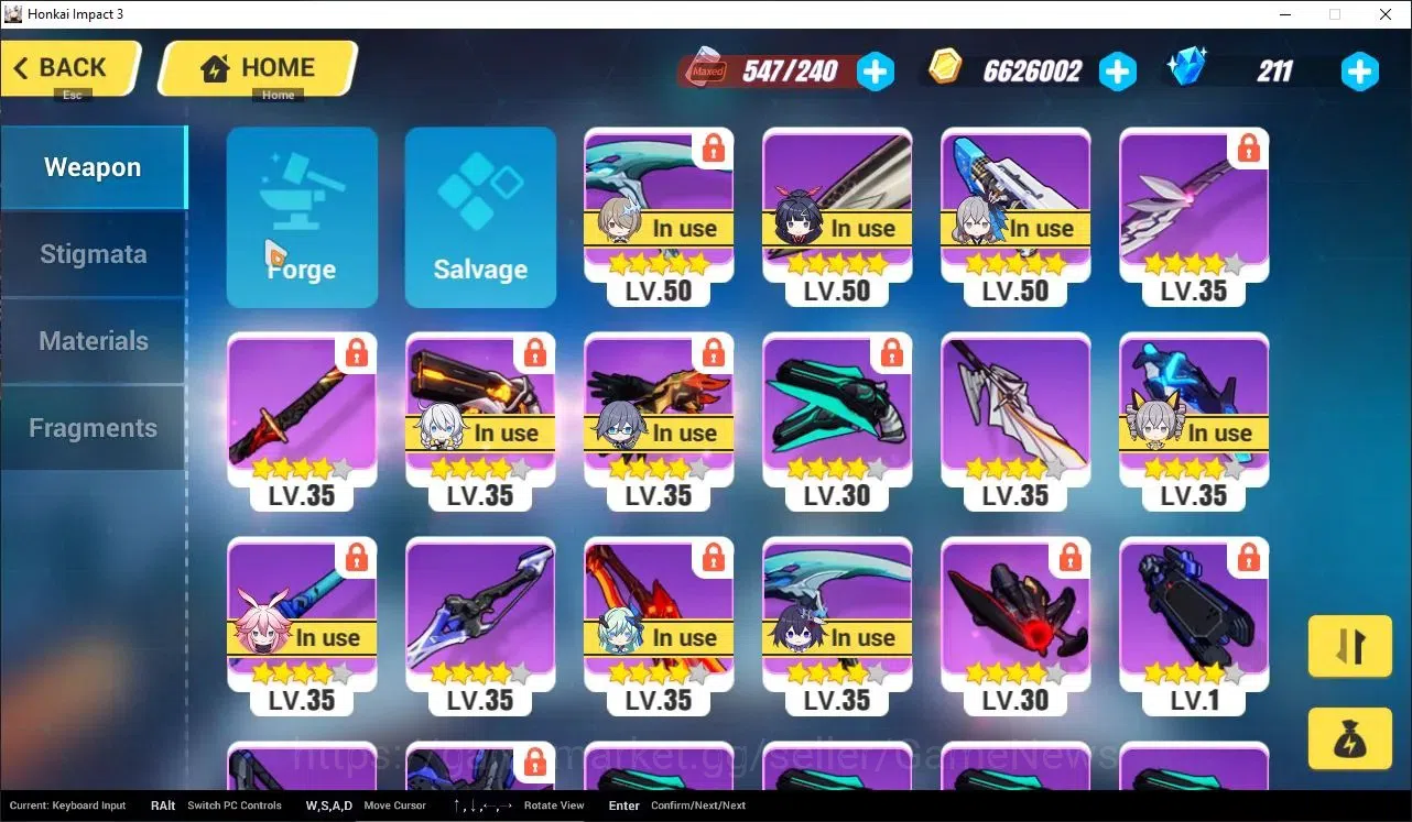 Honkai Impact 3rd Accounts Mid-Game SEA|Lv 72|Free ZZZ|[Kiana Herscher of the Void 2/4,Kiana Valkyrie 1/4,Rita Ros Argen 5