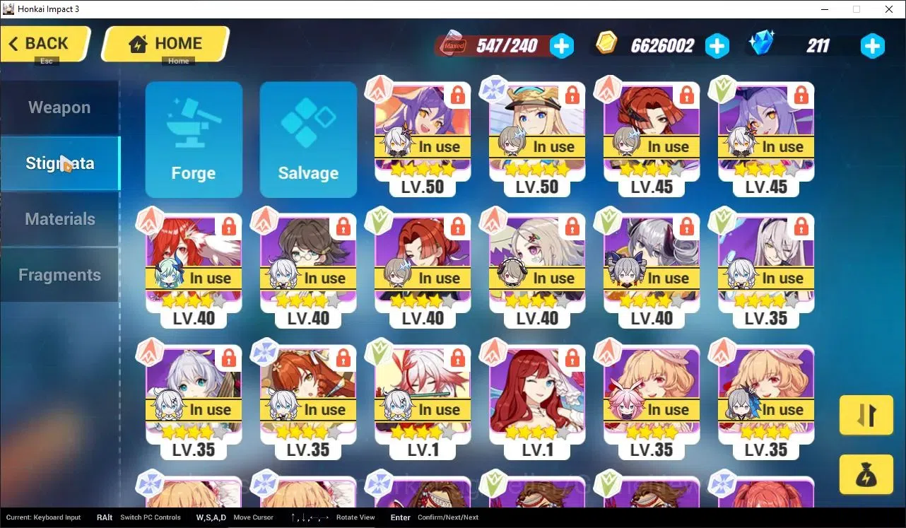 Honkai Impact 3rd Accounts Mid-Game SEA|Lv 72|Free ZZZ|[Kiana Herscher of the Void 2/4,Kiana Valkyrie 1/4,Rita Ros Argen 6
