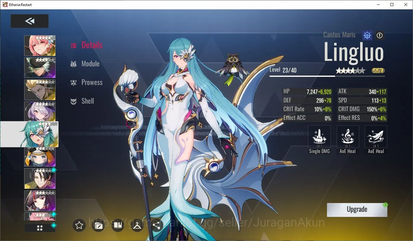 Etheria: Restart Accounts Mid‑Tier Global-S6|4 SSR (Yeli, Lian, Tiamat, Hoyan, Lilith, Xiada) + 17SR Animus|Female MC|Log 5