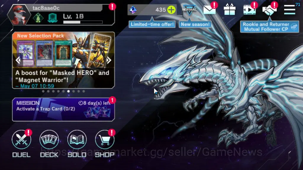 Yu-Gi-Oh! Master Duel Accounts Lv 18|20 Deck|VSK9,Burn,DracotailMaid,Yummys,Radia image 1
