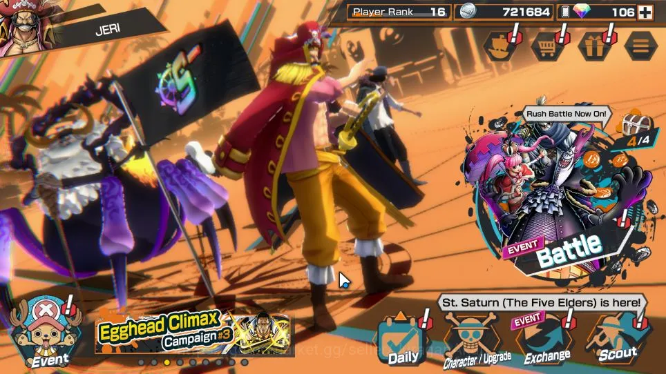 One Piece Bounty Rush Accounts Starter Global| 4 META EX| Kuzan,King OTP Gol DRoger,S-Snake,Jaygarcia Saturn|Rank 16|Log