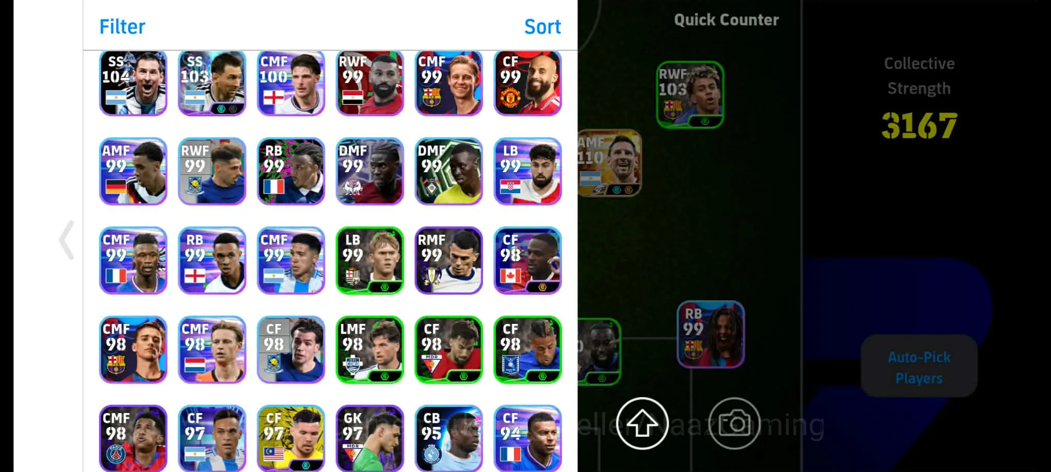 eFootball Accounts Legends & Iconic Players Messi 110 i Mbappe 107 i Lamin 103 i Ronney 105 i Only Konami linked I 1