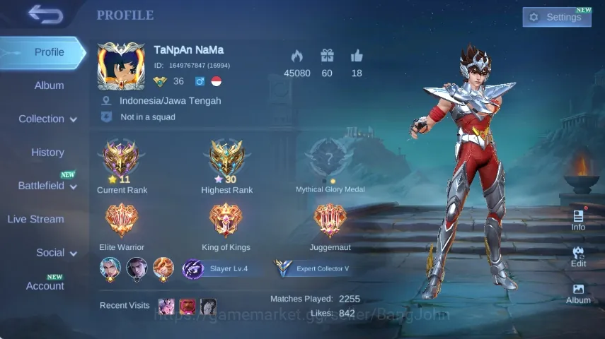 Mobile Legends: Bang Bang Accounts Others Global|Skin 114|Expert|KOF Karina,Blazing Claude,Lightborn 1